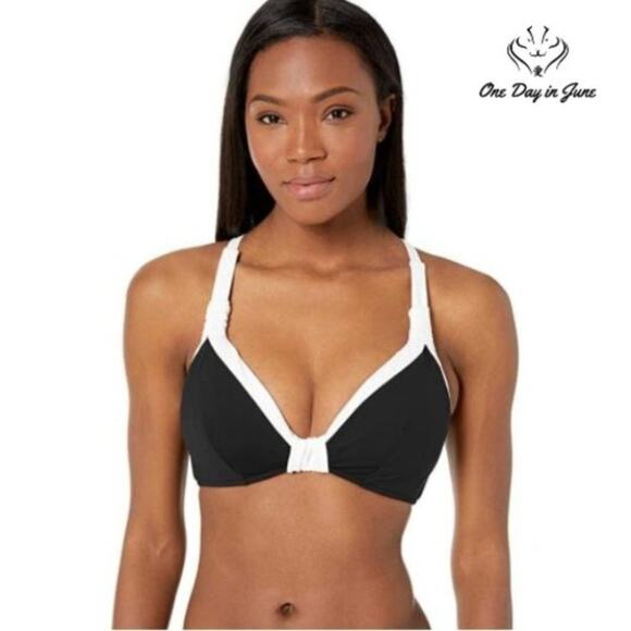 SeaFolly Block Party F Cup Halter Bikini Top Size 6 - Picture 1 of 4